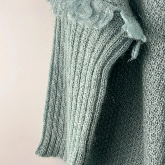 Maison Pholya Mohair Wool Blend Cowl Neck Tunic Sweater Dolman Fringe Sleeve M - Picture 10 of 12